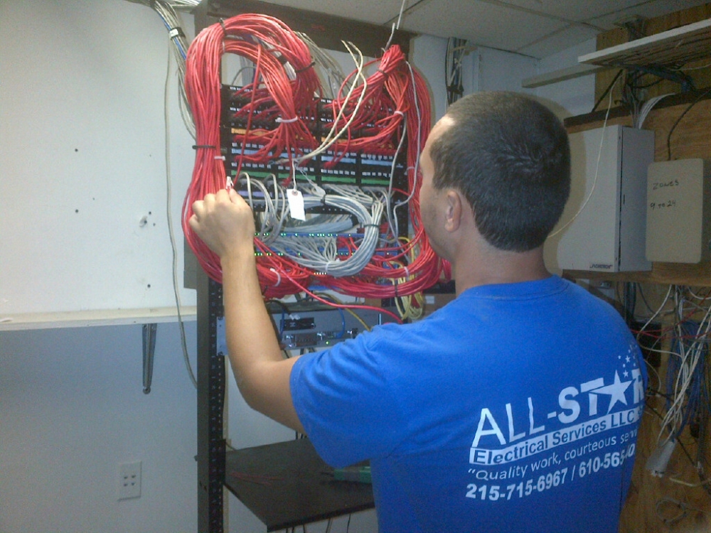 A technician from All Star Electrical Services, LLC working on an electrical panel